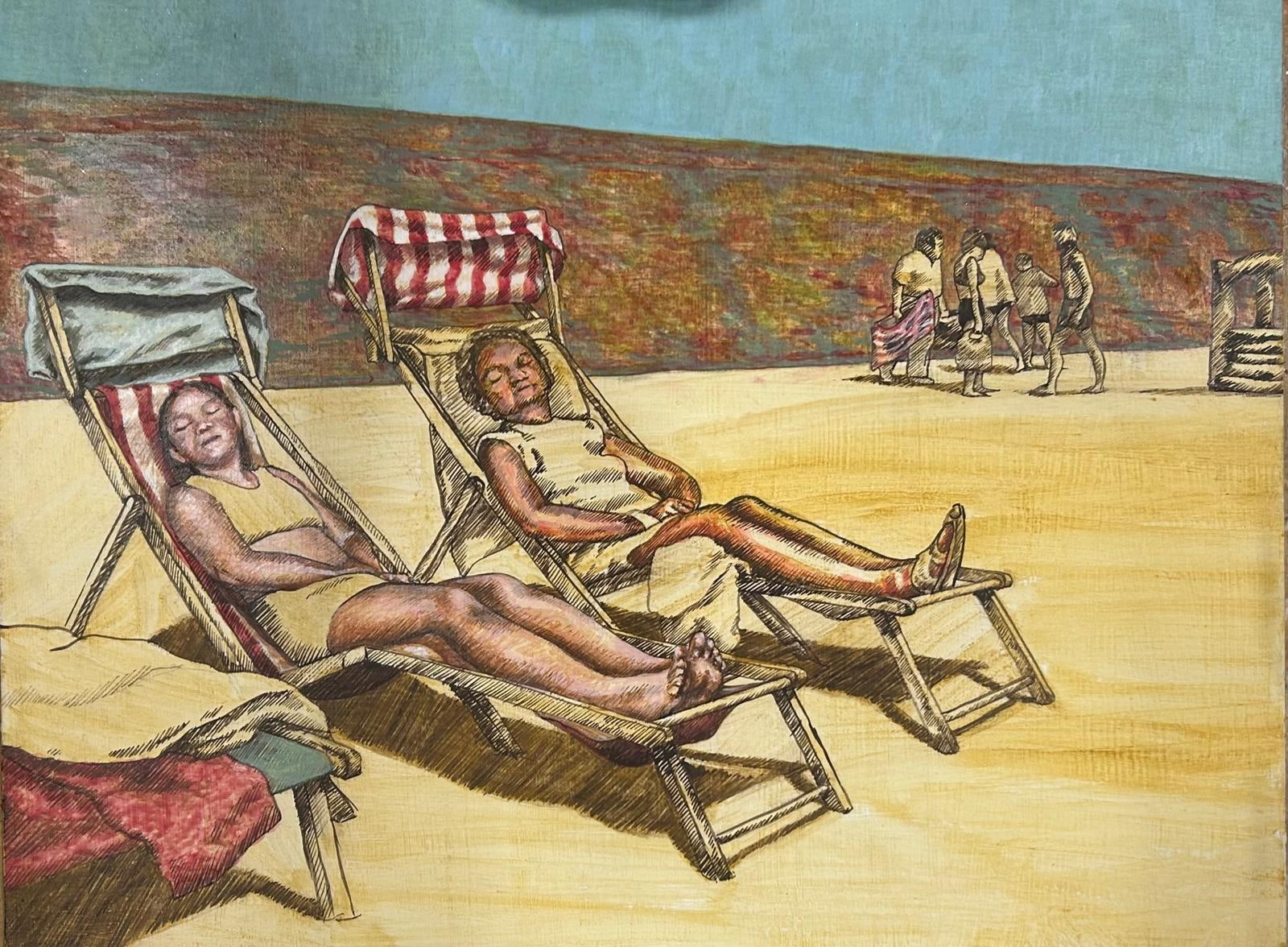 A late, still-in-progress view of the beach painting from Jill Iliffe’s egg-tempera demonstration.